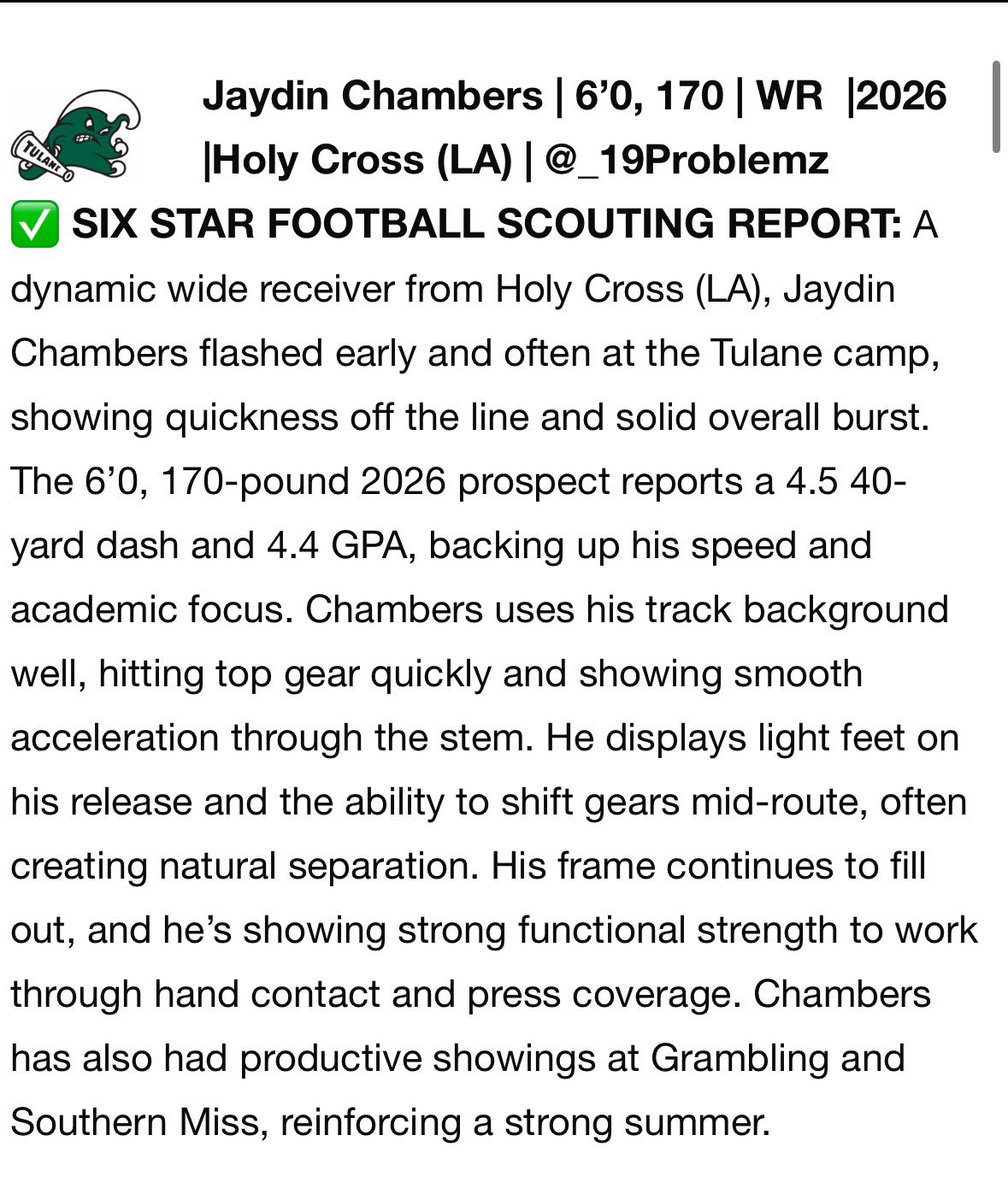 _19Problemz's tweet image. Thank you @sixstarfootball for the article!! Had a great time @GreenWaveFB
@scott_wattigny @DPTnola @CoachCarterTU @mooreathletics @BradenGreen19 @bowling_brandon
