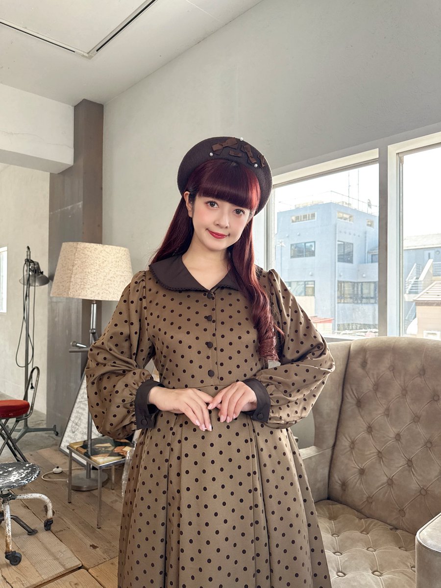 フロッキードット生地が高見え🎀 前のリボンは前でも後ろでもカワイイ