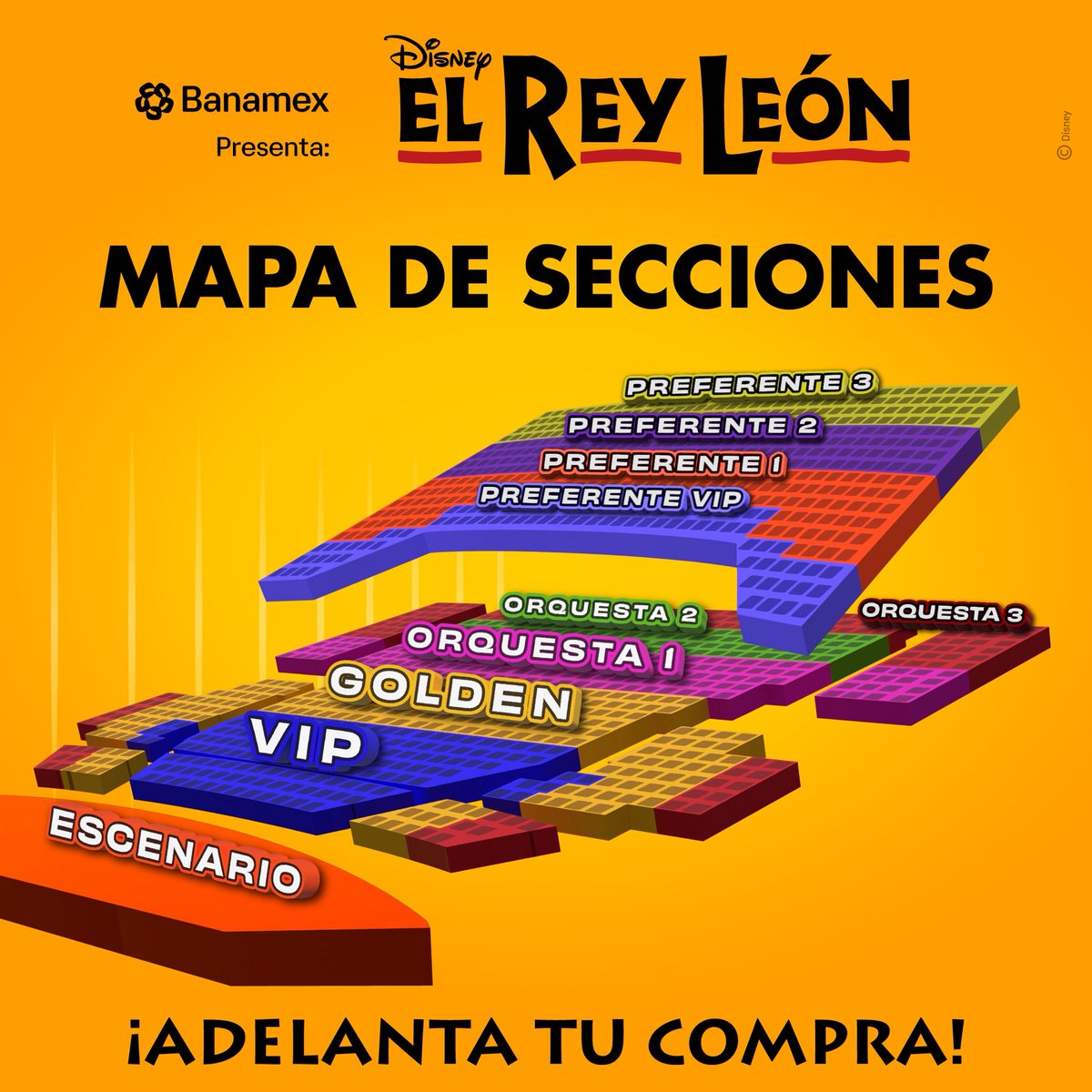 ¡Conoce las localidades del Teatro Telcel! No importa el lugar donde estés, la experiencia se disfruta al máximo. 💛​

El Rey León, el musical de Disney, presentado por Banamex. 🦒🐘🐆🦏​

🎟️Boletos en taquilla y Ticketmaster: bit.ly/elreyleonmx