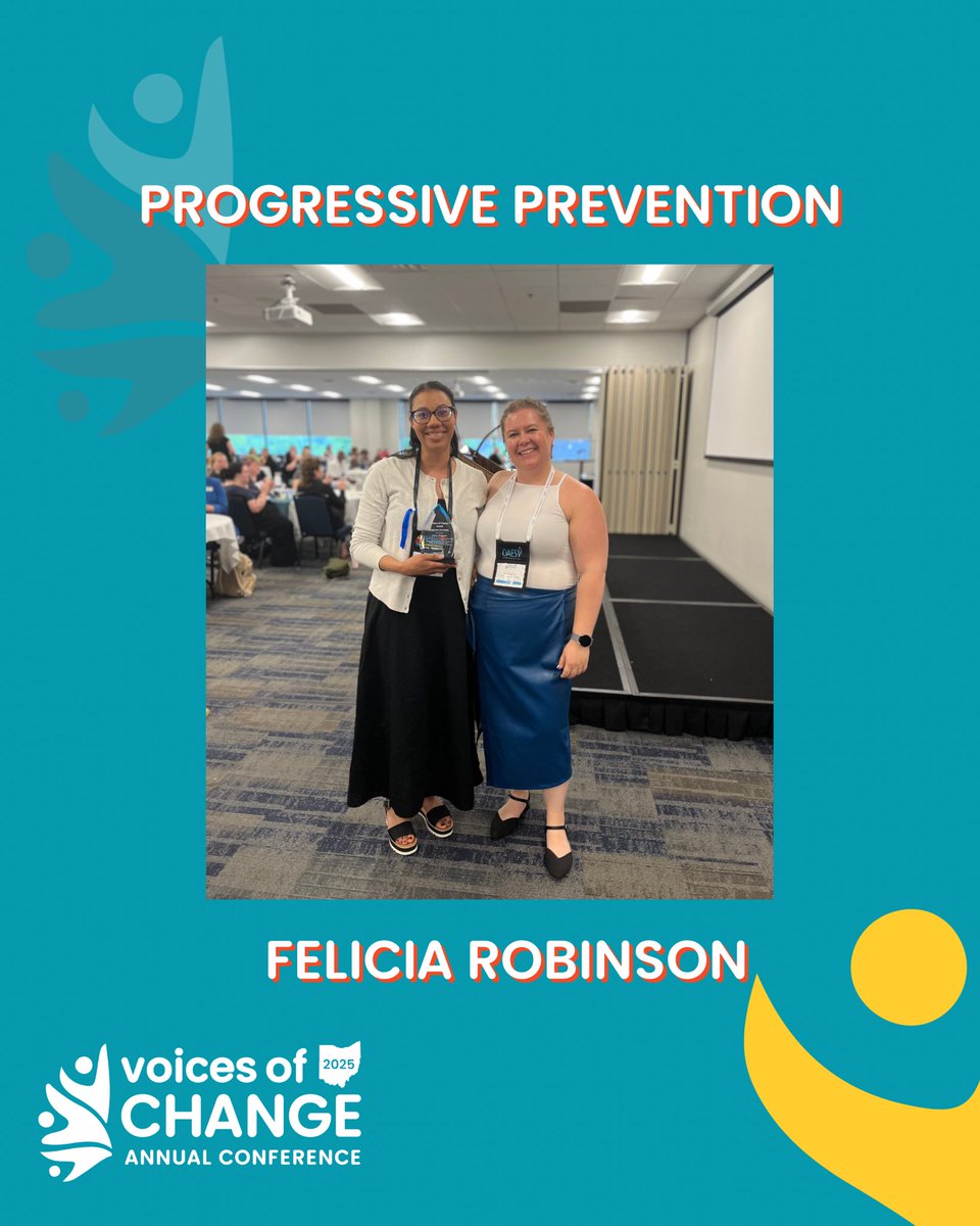 Congratulations to Felicia Robinson, HelpLine Violence Prevention Program Manager, for receiving the Ohio Alliance to End Sexual Violence's Voices of Change Award for Progressive Prevention. #OAESVConference #VoicesofChange