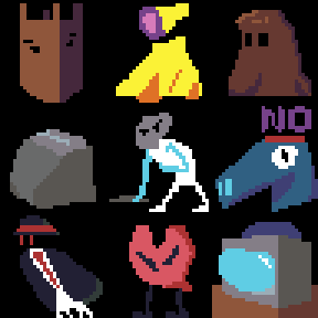 Prática pixel art 25/06:

Fiz alguns personagens e objetos.
Usei a paleta "DB32", é um preset do Aseprite.

#pixelart #aseprite