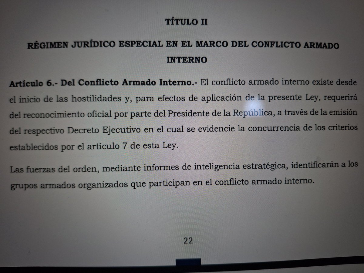 Este es el artículo 6 de la Ley de Solidaridad, la cual acaban de reformar y cuyo reglamento no existe aún por lo que todavía no puede ser aplicable.
El artículo 6 establece que el Presidente debe decretar el conflicto armado interno para poner en marcha la ley. Y eso aún no