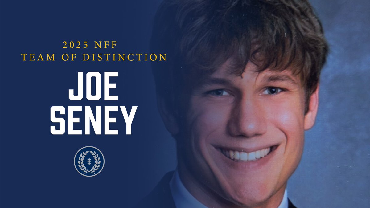 Congrats Joe Seney of Perrysburg HS (OH) — selected for the 2025 NFF Team of Distinction!

With a 4.1 GPA, NHS honors &amp; consistent High Honor Roll status, Joe was a two-year captain, District POY &amp; First Team All-State performer! 

More Info 👇 footballfoundation.org/news/2025/6/25…