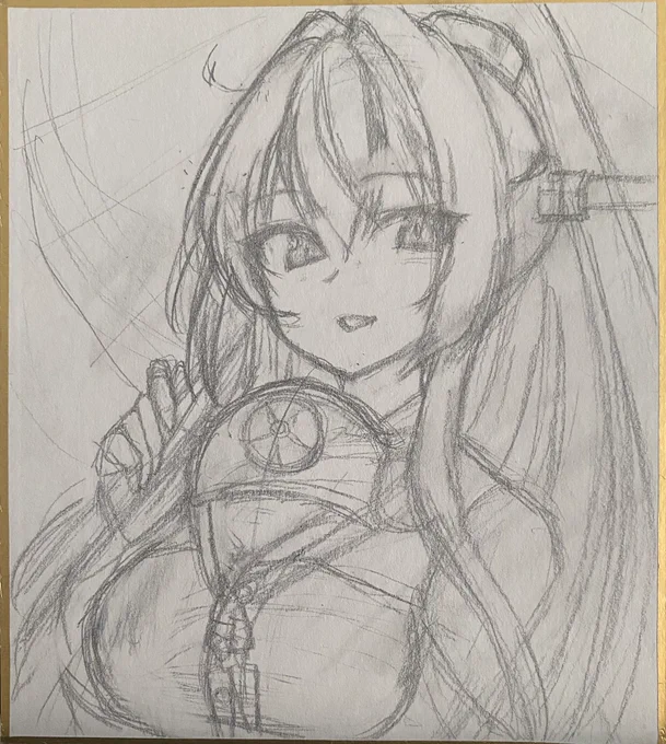 プレゼントした大和さんの色紙(と下書き) 久しぶりのアナログ+デジタルからの転写もなしで描いたので失敗したら終了状態で緊張しながら描いてました〜喜んでいただけたので嬉しい!