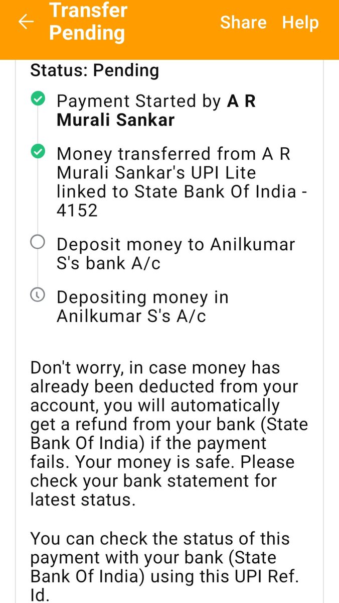 SankarTvpm's tweet photo. Murali Sankar Cell: 9447856465. SBI AC, Being UPI lite, SBI is not party to transactions. Multiple times requested payment Apps. Totally negligent to Customer grievance. I'm a Sr Scientist working for GOI. Pl support https://t.co/TzHS3bRowT