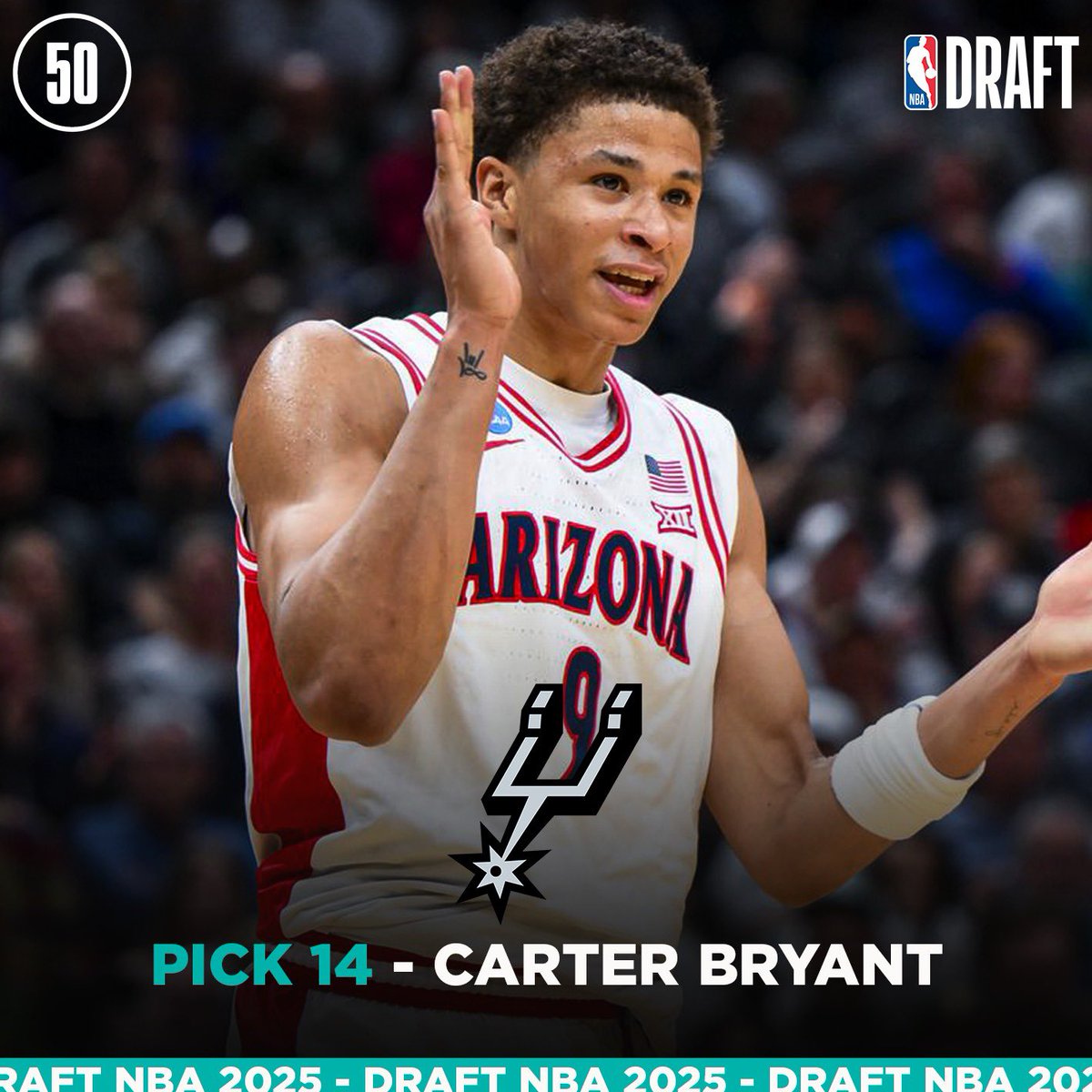 50NuancesDeNBA's tweet photo. 🚨 AVEC LE PICK 1️⃣4️⃣ DE CETTE DRAFT 2025, LES SPURS SÉLECTIONNENT…

CARTER BRYANT !!! https://t.co/LpiNmBVJwT