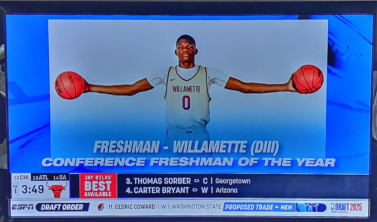 One of the most significant moments in D3 hoops history. Only got to see him play in person once, and it was unforgettable. Dude was unreal. Triple-double and it never looked like he had to try. The game was in slow motion for him. From Willamette to the lottery. Let's gooooooooo