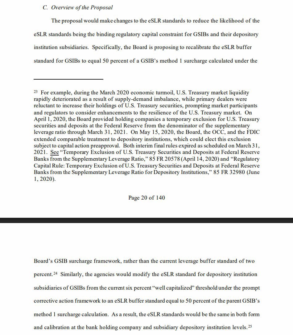 NoteOnCrypto's tweet image. Another Key Update Today: The Fed Proposes a New Rule on the Supplementary Leverage Ratio (SLR)

The Federal Reserve has released a proposed revision to the Supplementary Leverage Ratio (SLR) rules. Here’s a simplified summary of the 140-page document.

What is SLR?
SLR = Tier 1…
