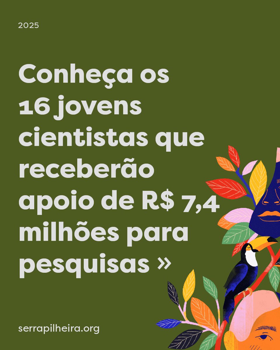 Uma boa notícia para a ciência: o Serrapilheira acaba  de selecionar 16 jovens cientistas para receberem apoio financeiro de R$ 7,4 milhões para desenvolverem suas pesquisas.  Confira a lista! 

serrapilheira.org/aprovados-em-n…