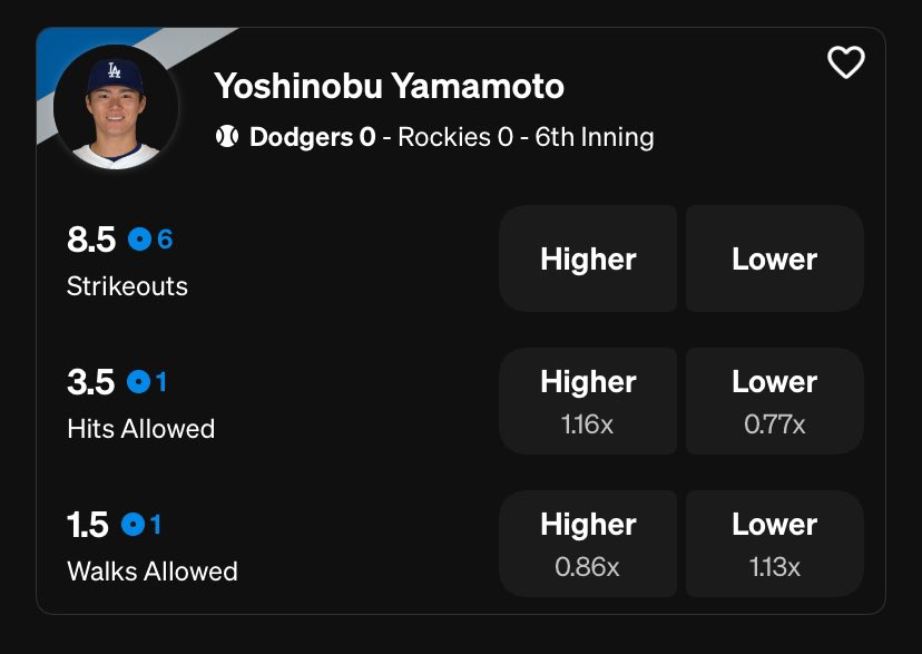 sportspickplus's tweet photo. Rain delay and Yoshi was projected to potentially go over in the dodger game but might get pulled now lol https://t.co/mZB9nFDtUV