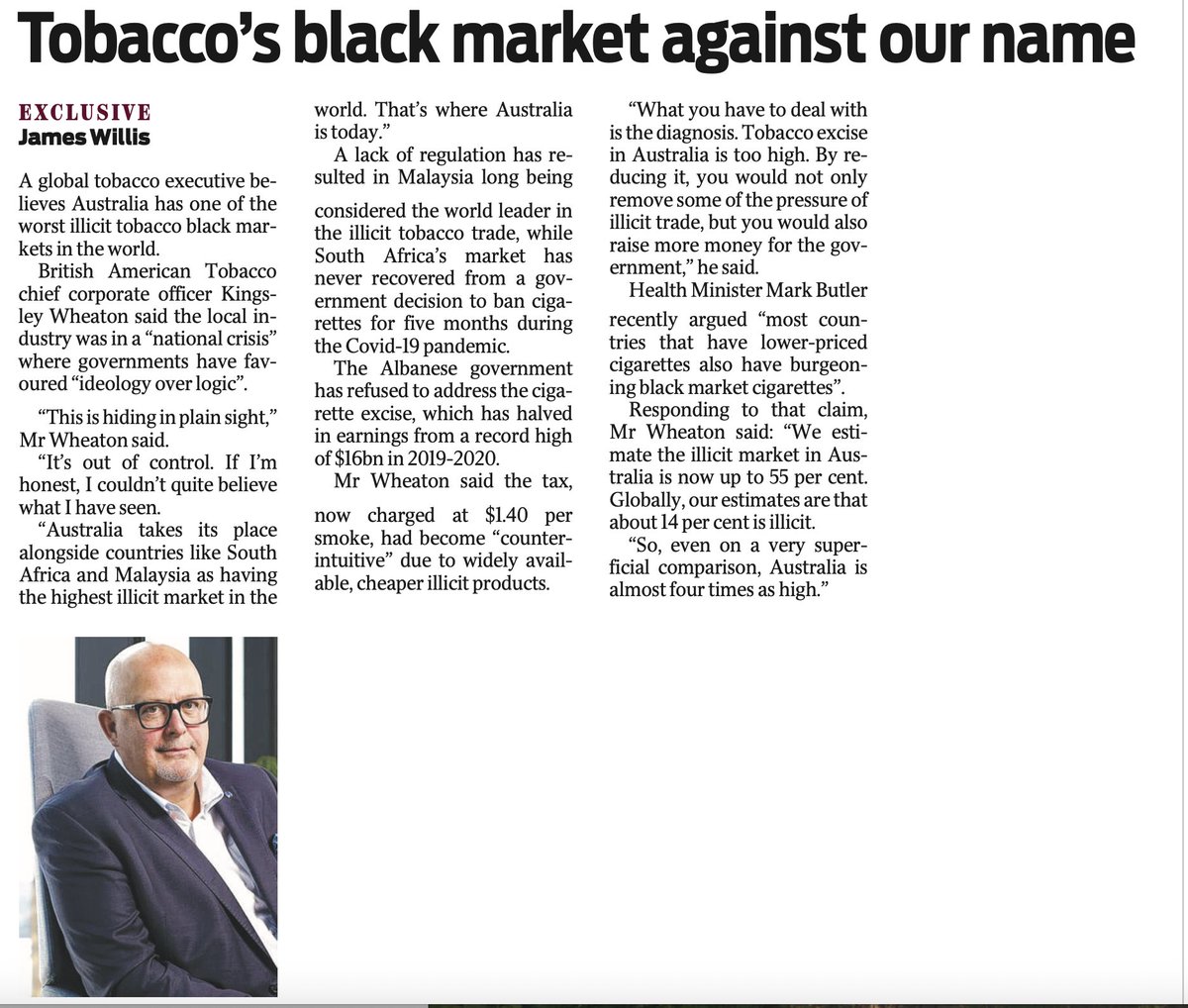 Maurice Swanson (@mauricegswanson) on Twitter photo News Corpse continues its relentless campaign to lower tobacco excise for <a href="/BATplc/">BAT</a> which has the primary objective of selling as many addictive cigarettes and vapes to whomever and wherever they can. Always back self interest <a href="/SimonChapman6/">Simon Chapman AO @simonchapman.bsky.social</a> <a href="/benoshea/">Ben O'Shea</a> <a href="/amapresident/">AMA President</a> <a href="/NeilChenoweth/">Neil Chenoweth</a> News Corpse continues its relentless campaign to lower tobacco excise for <a href="/BATplc/">BAT</a> which has the primary objective of selling as many addictive cigarettes and vapes to whomever and wherever they can. Always back self interest <a href="/SimonChapman6/">Simon Chapman AO @simonchapman.bsky.social</a> <a href="/benoshea/">Ben O'Shea</a> <a href="/amapresident/">AMA President</a> <a href="/NeilChenoweth/">Neil Chenoweth</a>