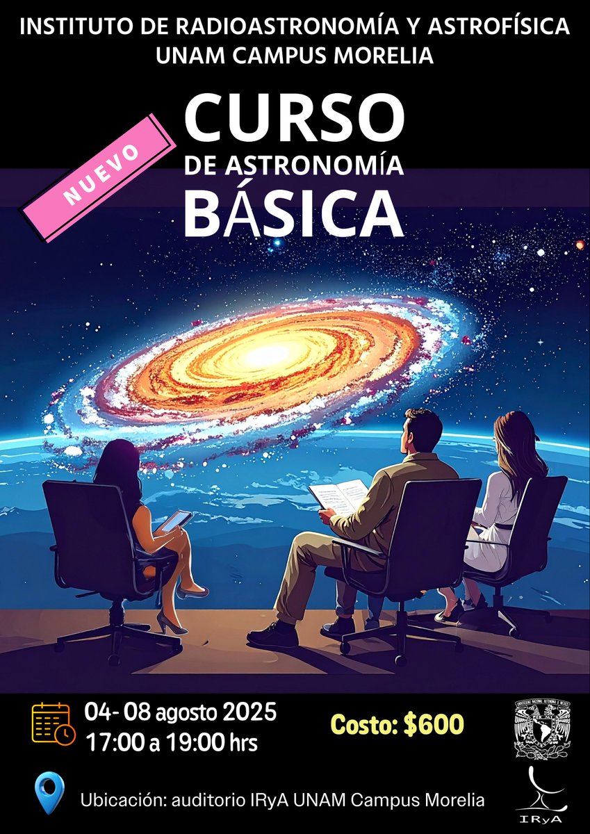 📢 ¡Atención! 📢 ¿Te registraste al Curso de astronomía básica 2025? 👉 ¡𝗥𝗲𝘃𝗶𝘀𝗮 𝘁𝘂 𝗰𝗼𝗿𝗿𝗲𝗼! 👈 Las instrucciones para pagar la inscripción están ahí. ¡La fecha límite es este viernes 27 de junio! ¡Cooorre! 🏃