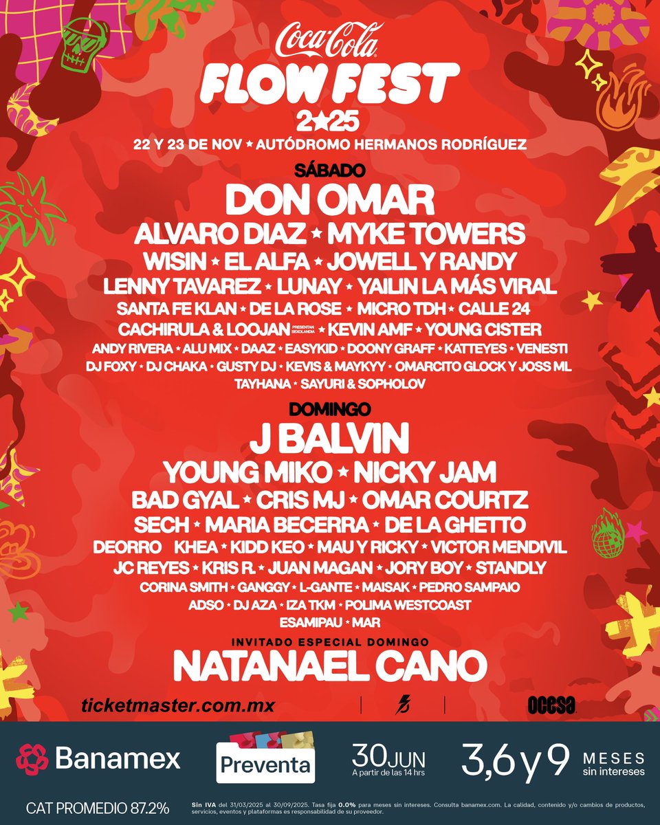 Que la Ciudad de México se prenda y el perreo llegue a otro nivel. 🥵🫡🔥😎
#CocaColaFlowFest25

#PreventaBanamex: 30 de junio, 2pm
Venta general a partir del 1 de julio