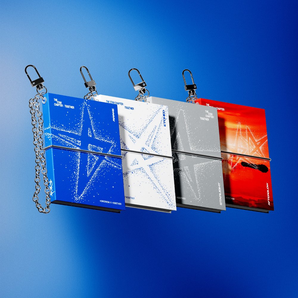 translatingTXT's tweet photo. the star chapter: together (versions) ⭐️

- awake
- starlight
- etched 
- afterglow (individual member ver.)
- mini keyring version
- merch version https://t.co/zRVFQFpncv