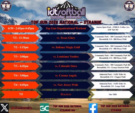 Avery Watson (@avery_watson28) on Twitter photo On the road this week in CO with <a href="/TopGun2028NTL/">Top Gun 2028 National - Strange</a> Hope to see you there!
Schedule👇 On the road this week in CO with <a href="/TopGun2028NTL/">Top Gun 2028 National - Strange</a> Hope to see you there!
Schedule👇