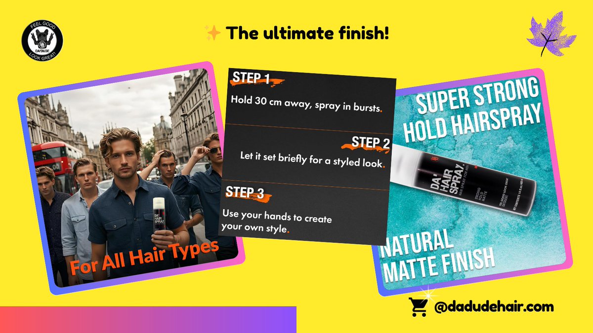 DaDudeyounghair's tweet image. ✨ The ultimate finish!
Short, long, or curly—Da'Hair Spray delivers smooth, anti-frizz results for every hair type. 🚀🌟
#MensStyleEssentials #hairtransformation #gamechanger