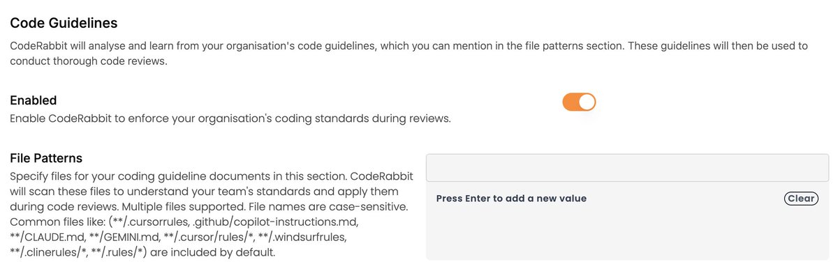 guritfaq's tweet image. Announcing Code Guidelines!
Consistency at scale isn’t just a checkbox for engineering teams. It underpins reliable releases and predictable velocity.
CodeRabbit’s Code Guidelines feature lets you centralize every style guide and best-practice doc, whether it lives in…