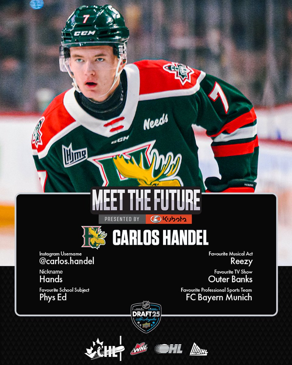 Canadian Hockey League (@chlhockey) on Twitter photo #MeettheFuture ahead of the 2025 #NHLDraft
In his native Germany, the <a href="/HFXMooseheads/">Halifax Mooseheads</a>’ Carlos Handel goes
by Carlitos! 🇩🇪 #MeettheFuture ahead of the 2025 #NHLDraft
In his native Germany, the <a href="/HFXMooseheads/">Halifax Mooseheads</a>’ Carlos Handel goes
by Carlitos! 🇩🇪