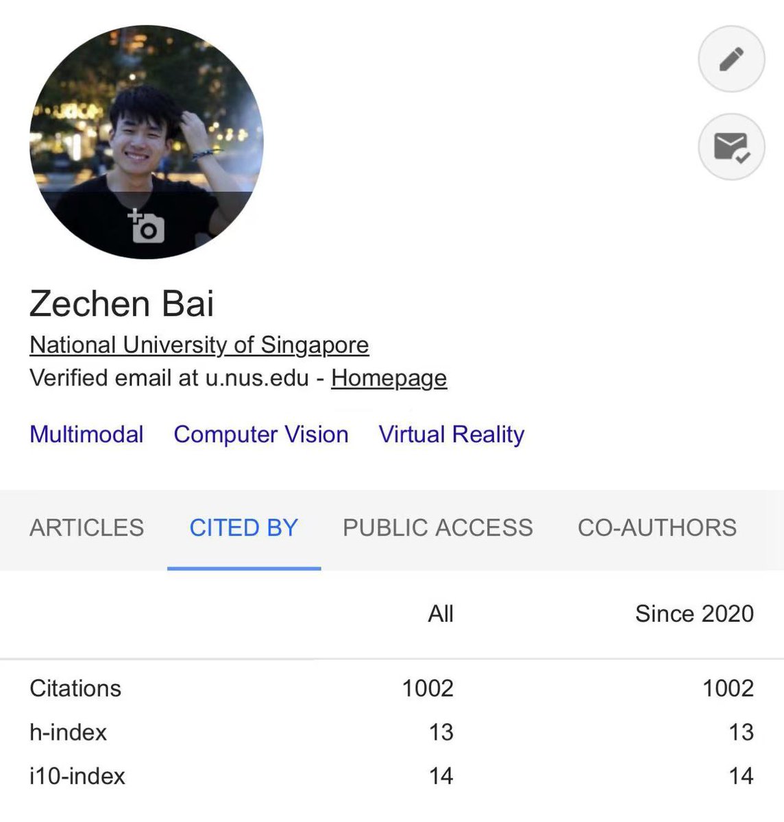 🎉 Small milestone: Reached 1K citations on Google Scholar!
While numbers aren't everything, it's a moment worth celebrating. Huge thanks to my incredible advisor, Prof. <a href="/MikeShou1/">Mike Shou</a> and amazing collaborators, for the unwavering support and mentorship. Grateful for the journey!🙏