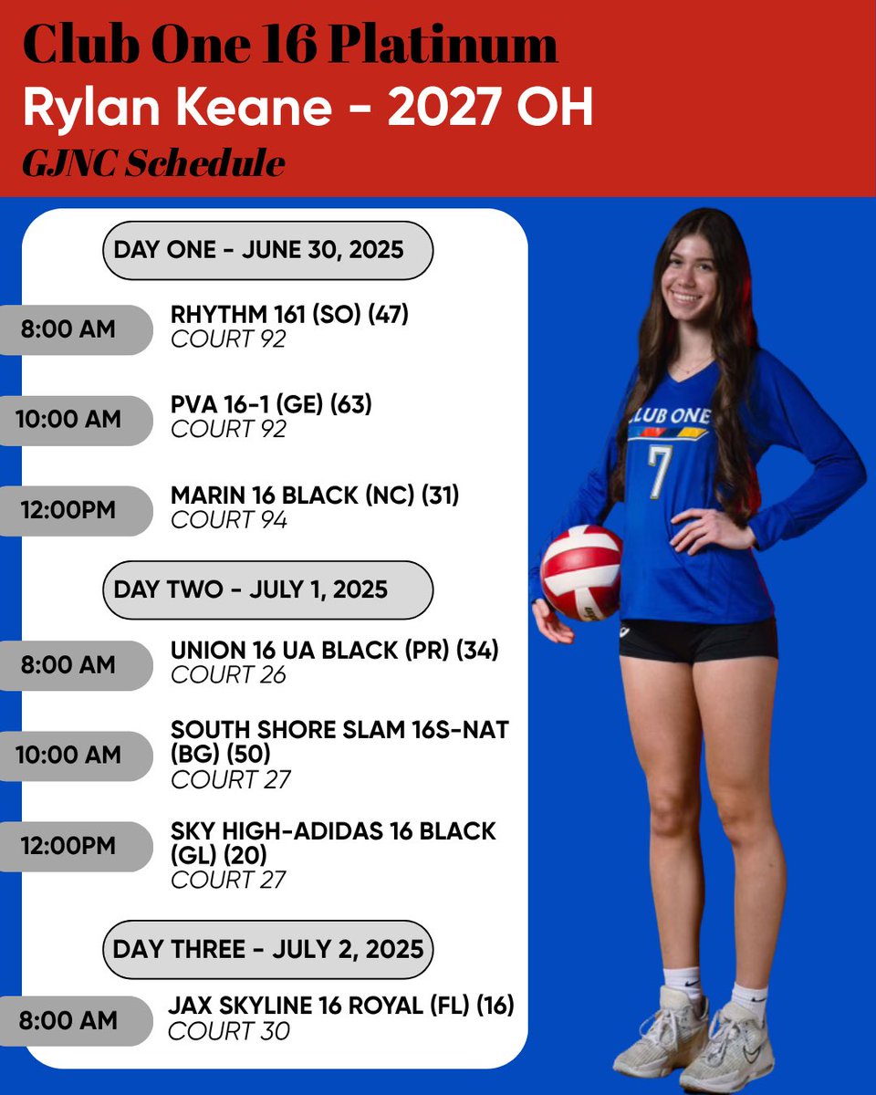 KeaneRylan's tweet photo. 🏐Here’s my schedule for Nationals. Come check us out. ⁦⁦
@cluboneaz⁩ ⁦@coachmoonvball⁩ ⁦@VBAdrenaline⁩ ⁦@PrepDig⁩ ⁦@PrepDigAZ⁩ #collegerecruit #volleyballrecruit https://t.co/4j0neFdrN6