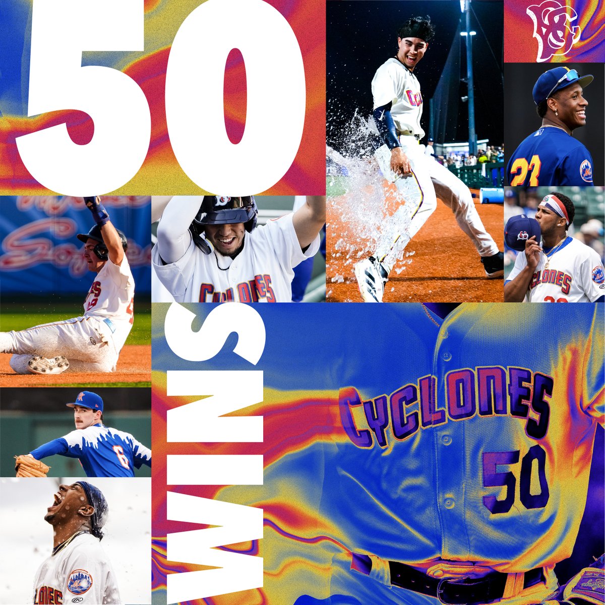 Brooklyn Cyclones (@bkcyclones) on Twitter photo With their win tonight, the Cyclones become the first team in <a href="/MiLB/">Minor League Baseball</a> to reach 50 wins. With their win tonight, the Cyclones become the first team in <a href="/MiLB/">Minor League Baseball</a> to reach 50 wins.