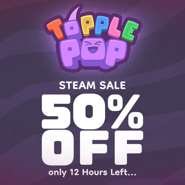 We've just pushed a quick hotfix for a handful of issues we found post update. We figure this is a good excuse to remind everyone TopplePOP is currently 50% off on Steam! #steamsale #gaming #indiegame 
Get it here!
store.steampowered.com/app/1175770/