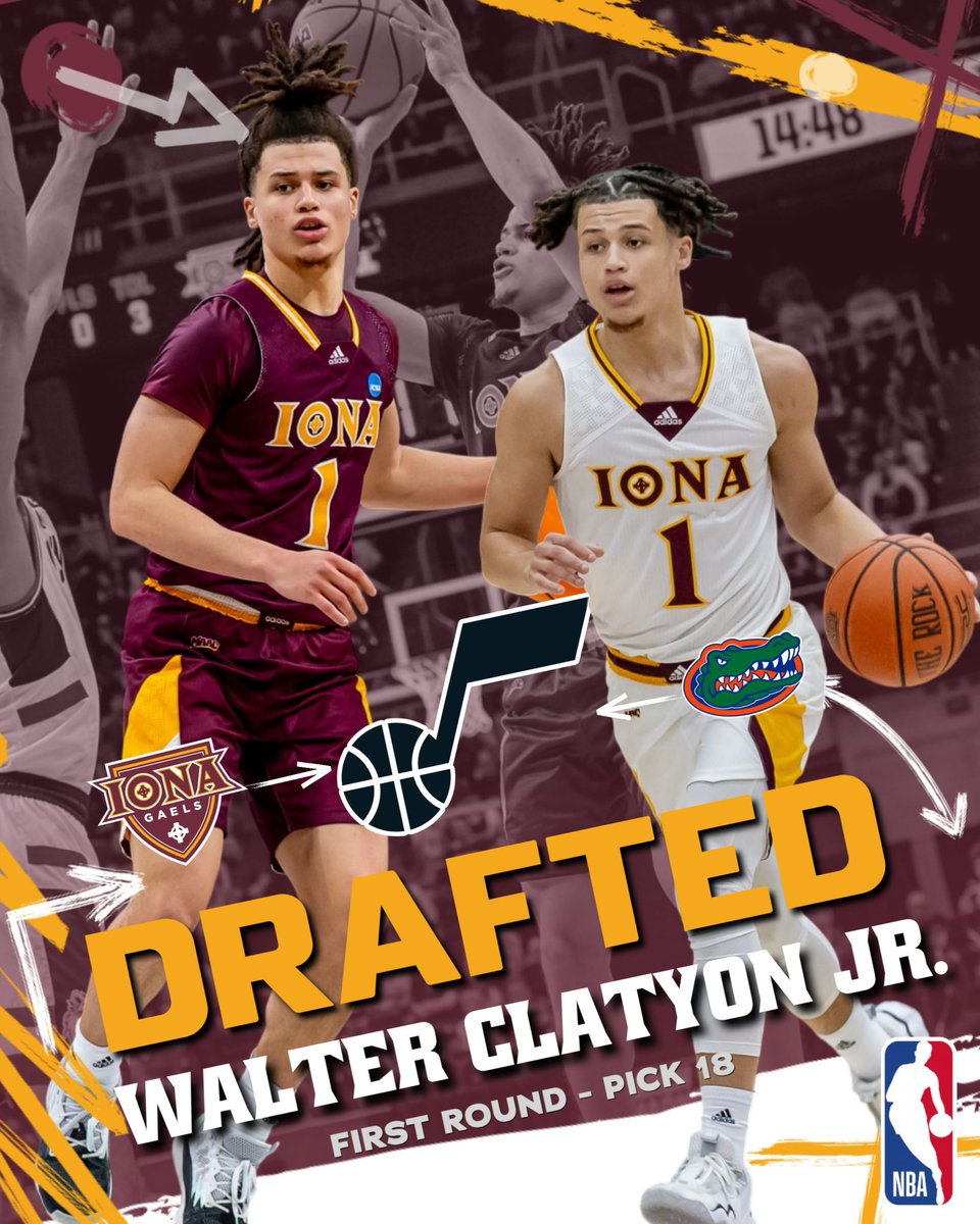 IonaGaelsMBB's tweet image. 🚨The Pick Is In! 🏀☘️
Congratulations to former Gael @w1clayton on his #NBADraft2025 selection!
Walter was picked 18th by the @WashWizards with a reported trade to the @utahjazz!
#GaelNation #MAACHoops
@ionauniversity @Gaels_Nation
@MAACHoops