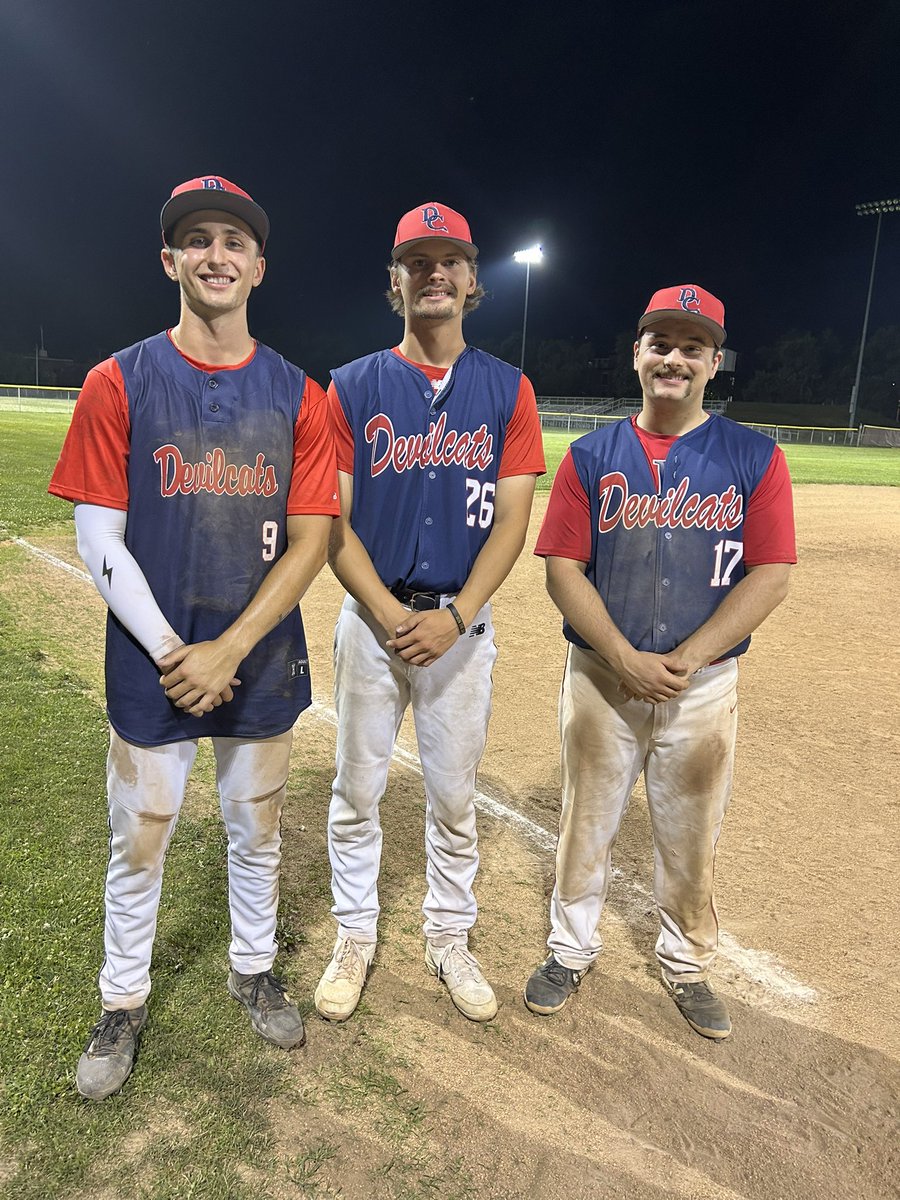 Devil Cats defeat Blue Jays 11-9. After we jumped out to an 11-1 lead, Jays made it interesting. Stars of the game:

Quinn Gallagher with the W, 4 IP, surrendering just 3 hits, 1 ER and striking out 3

Robert Fratangelo 3-3, 3 RBI

James Haughton 2-4, RBI

6 players with RBIs