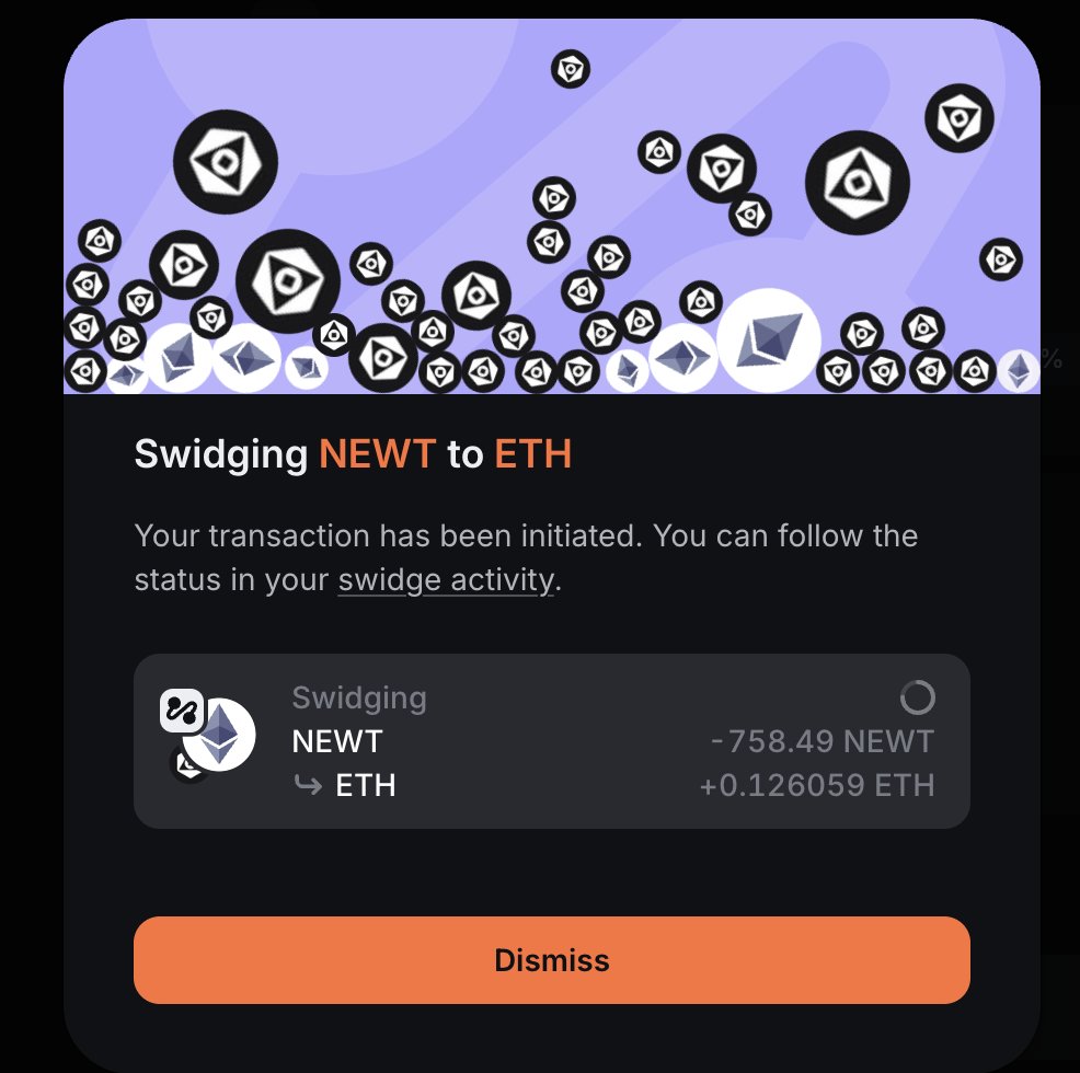 Moto (Ø,G) ♻️ (@tony_blockchain) on Twitter photo I've been away from X for over a week now because of personal reasons and family.
Today I log in to see I got a <a href="/MagicNewton/">Newton</a> airdrop and realize the true power of Infinex:
- <a href="/MetaMask/">MetaMask.eth 🦊</a> and <a href="/Uniswap/">Uniswap Labs 🦄</a> swaps offering over 27% price impact for $NEWT to $ETH swaps
(316$ of NEWT gets I've been away from X for over a week now because of personal reasons and family.
Today I log in to see I got a <a href="/MagicNewton/">Newton</a> airdrop and realize the true power of Infinex:
- <a href="/MetaMask/">MetaMask.eth 🦊</a> and <a href="/Uniswap/">Uniswap Labs 🦄</a> swaps offering over 27% price impact for $NEWT to $ETH swaps
(316$ of NEWT gets