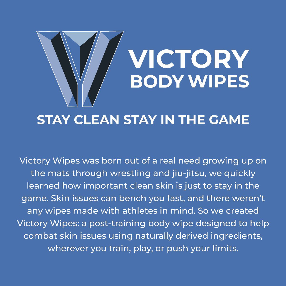 Official listing images for Victory Wipes’ first product 

A post-training body wipe made for athletes — designed to keep you clean and help prevent skin infections after grappling, training, or long sweaty days.

Infused with tea tree oil and eucalyptus essential oils for a