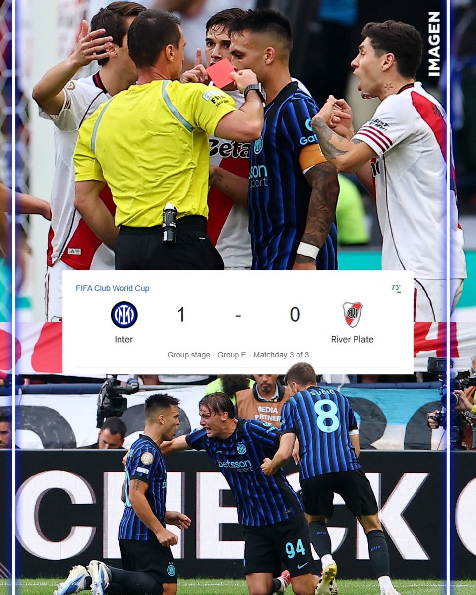 ¡INTER SE PONE EN VENTAJA!

Lucas Martínez fue expulsado y los italianos aprovecharon el hombre de más para tomar ventaja con gol de Esposito. River se está quedando fuera.

🔴Sigue el MxM aquí: goo.su/d1Qae
#Inter #RiverPlate
#MundialDeClubes2025