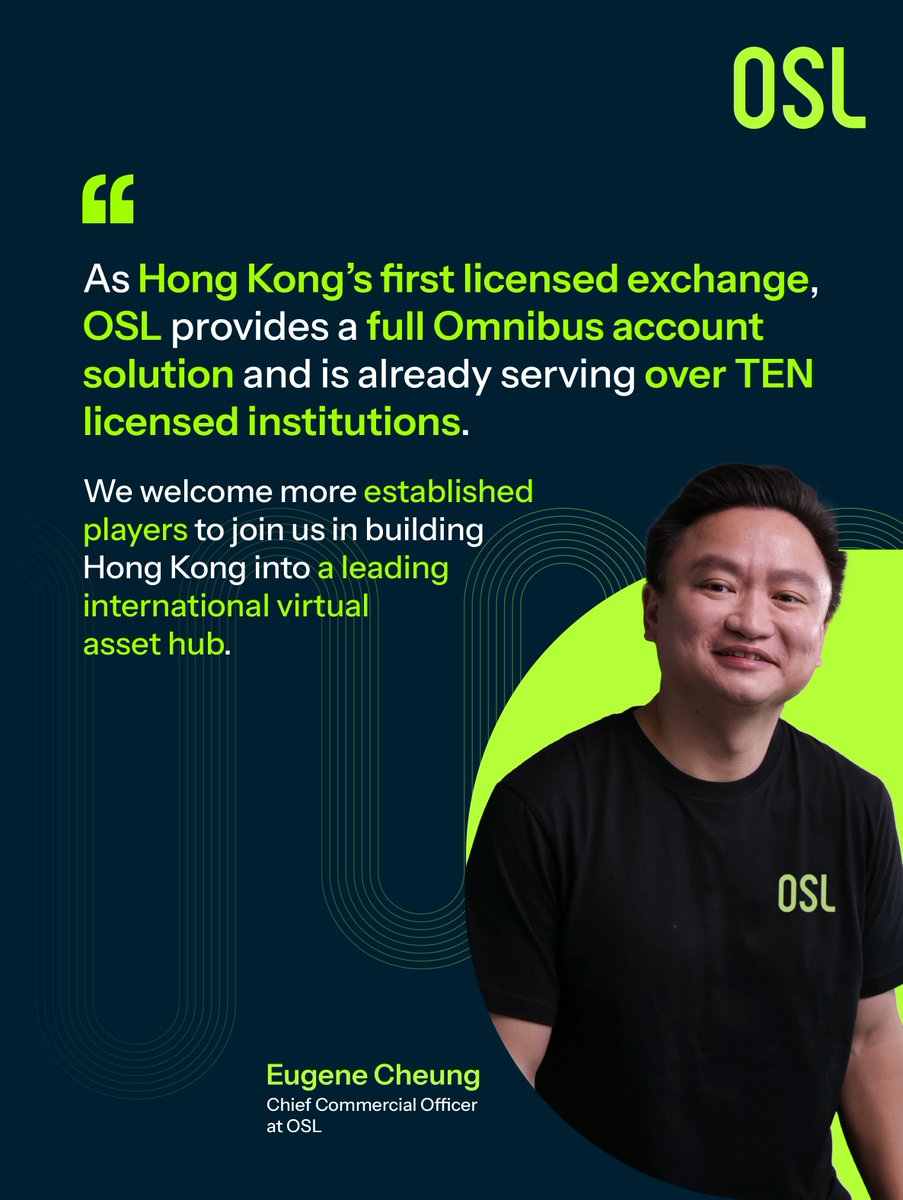 OSL (@osldotcom) on Twitter photo Building Hong Kong’s crypto future — together. 🇭🇰
OSL’s CCO Eugene Cheung <a href="/ecgold888/">Eugene Cheung</a> calls on major players to join us in shaping Hong Kong as a global virtual asset hub. Building Hong Kong’s crypto future — together. 🇭🇰
OSL’s CCO Eugene Cheung <a href="/ecgold888/">Eugene Cheung</a> calls on major players to join us in shaping Hong Kong as a global virtual asset hub.