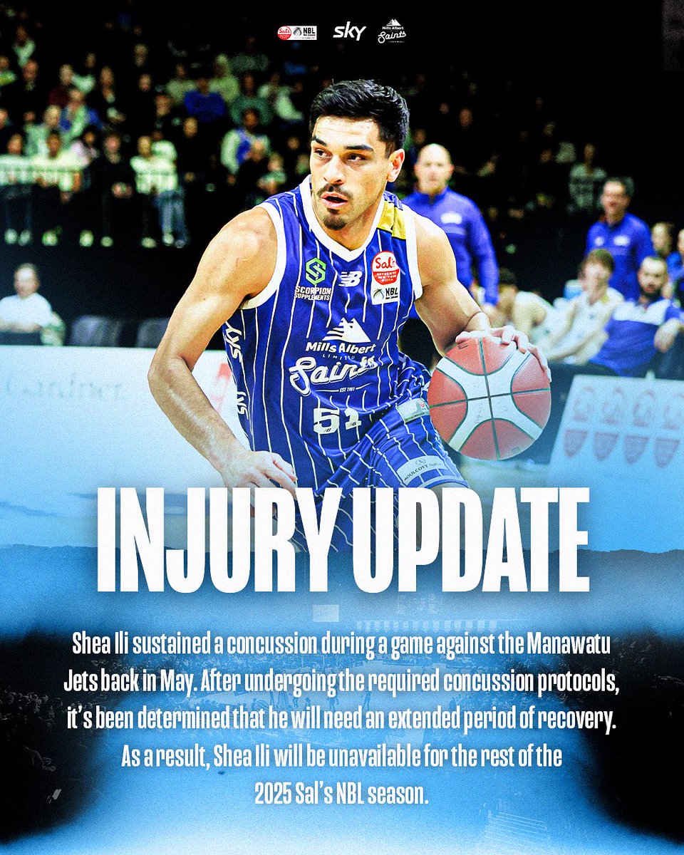 Mills Albert Wellington Saints (@saintswgtn) on Twitter photo Wishing our uso a speedy recovery x โค๏ธโ๐ฉน
The Wellington Saints have confirmed that veteran guard Shea Ili will not return for the remainder of the 2025 Salโs NBL season, as he heads back to Melbourne to continue his return-to-play protocols.
<a href="/nznbl/">Salโs NBL</a> <a href="/skysportnz/">Sky Sport NZ</a> #SalsNBL Wishing our uso a speedy recovery x โค๏ธโ๐ฉน
The Wellington Saints have confirmed that veteran guard Shea Ili will not return for the remainder of the 2025 Salโs NBL season, as he heads back to Melbourne to continue his return-to-play protocols.
<a href="/nznbl/">Salโs NBL</a> <a href="/skysportnz/">Sky Sport NZ</a> #SalsNBL