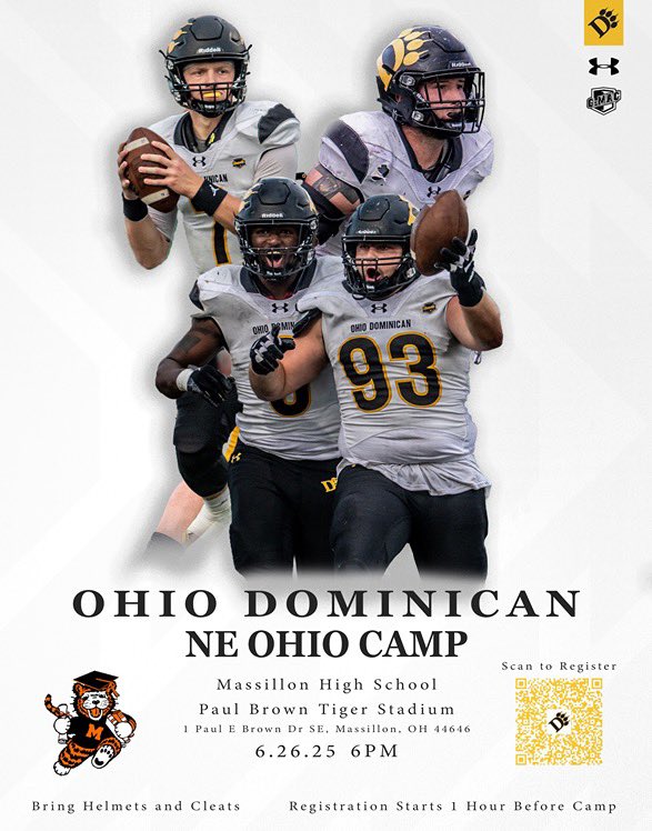 Ohio Dominican Football (@ohiodominicanfb) on Twitter photo 🔔TOMORROW | 6.26
📍Massillon HS
⌚️6pm - 8pm
🔗 ohiodominican.formstack.com/forms/football…
Come on out to Massillon HS for our ODU FOOTBALL NE OHIO CAMP!
Come compete with the best in the state!
You can still sign up by clicking the link above!
<a href="/CoachNMoore/">Nate Moore</a>
<a href="/MTigerFB/">Massillon Football</a>
#GoPanthers🐾 🔔TOMORROW | 6.26
📍Massillon HS
⌚️6pm - 8pm
🔗 ohiodominican.formstack.com/forms/football…
Come on out to Massillon HS for our ODU FOOTBALL NE OHIO CAMP!
Come compete with the best in the state!
You can still sign up by clicking the link above!
<a href="/CoachNMoore/">Nate Moore</a>
<a href="/MTigerFB/">Massillon Football</a>
#GoPanthers🐾