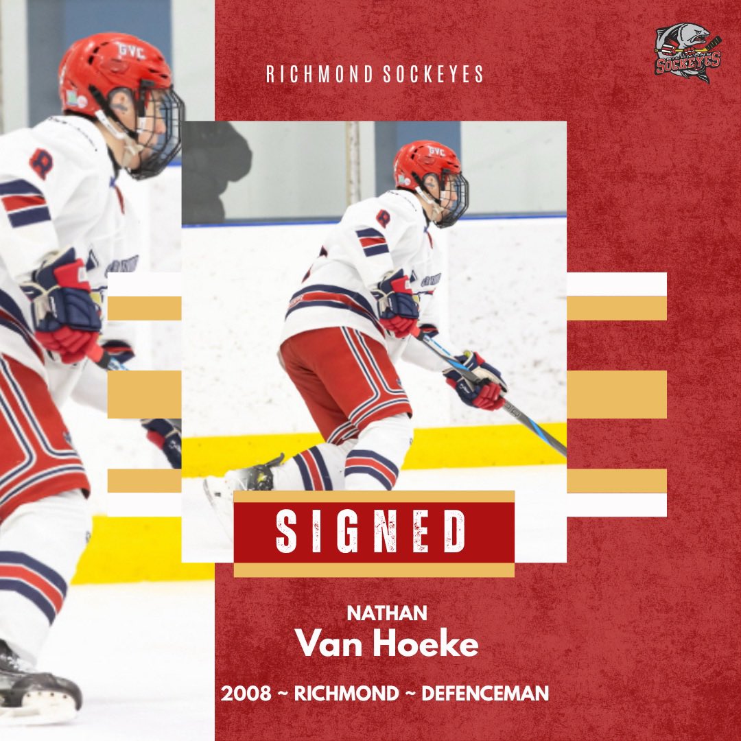 Signed!

We have signed Nathan Van Hoeke, 2008 defence man from Richmond!

Last year Nathan played with the GVC U18 scoring 10 points in 36 games. Nate also affiliated in 2 games for us talking an assist.

Welcome to the Sockeyes Nathan!

#richmondsockeyes