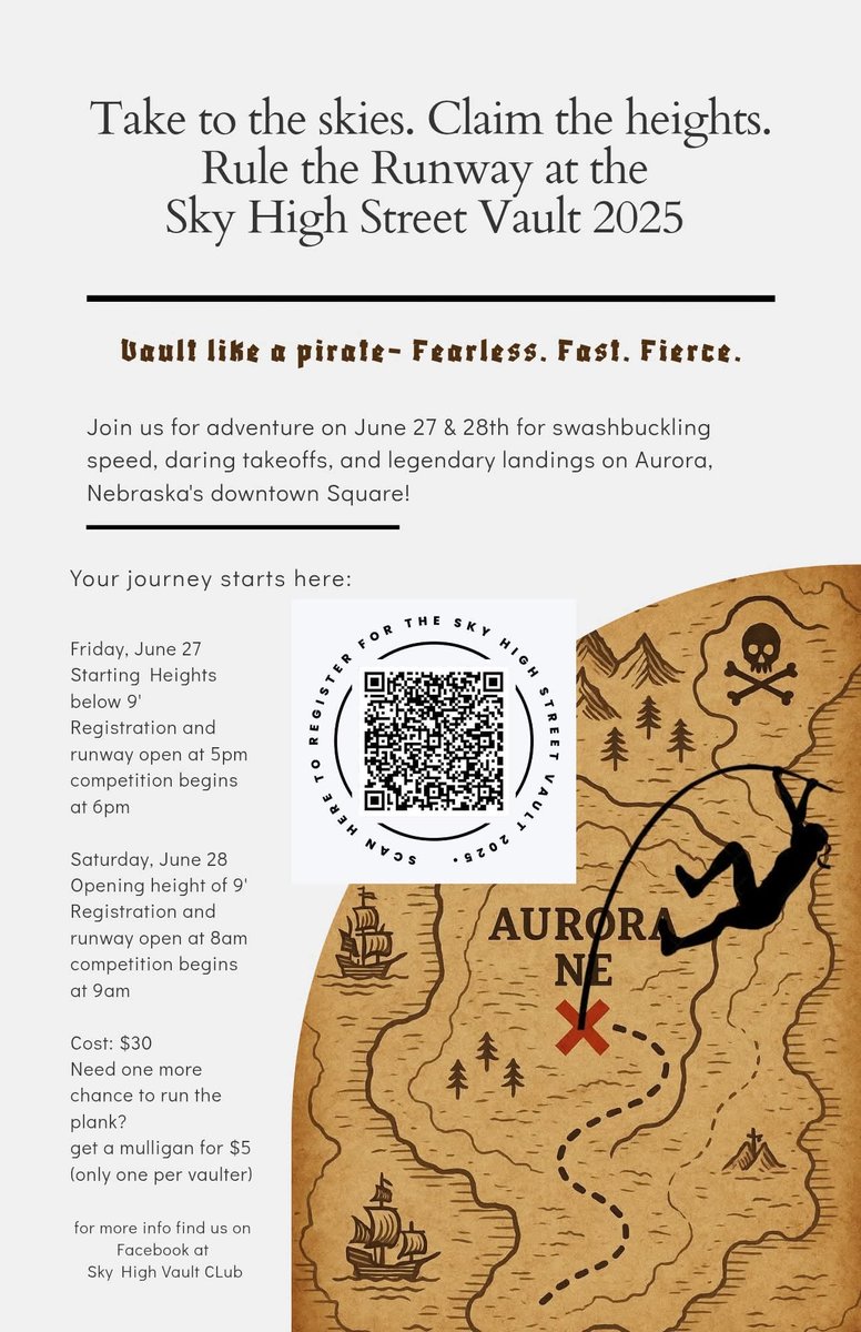 Get pre-registered for the Sky High Street Vault this Friday and Saturday. All ages!