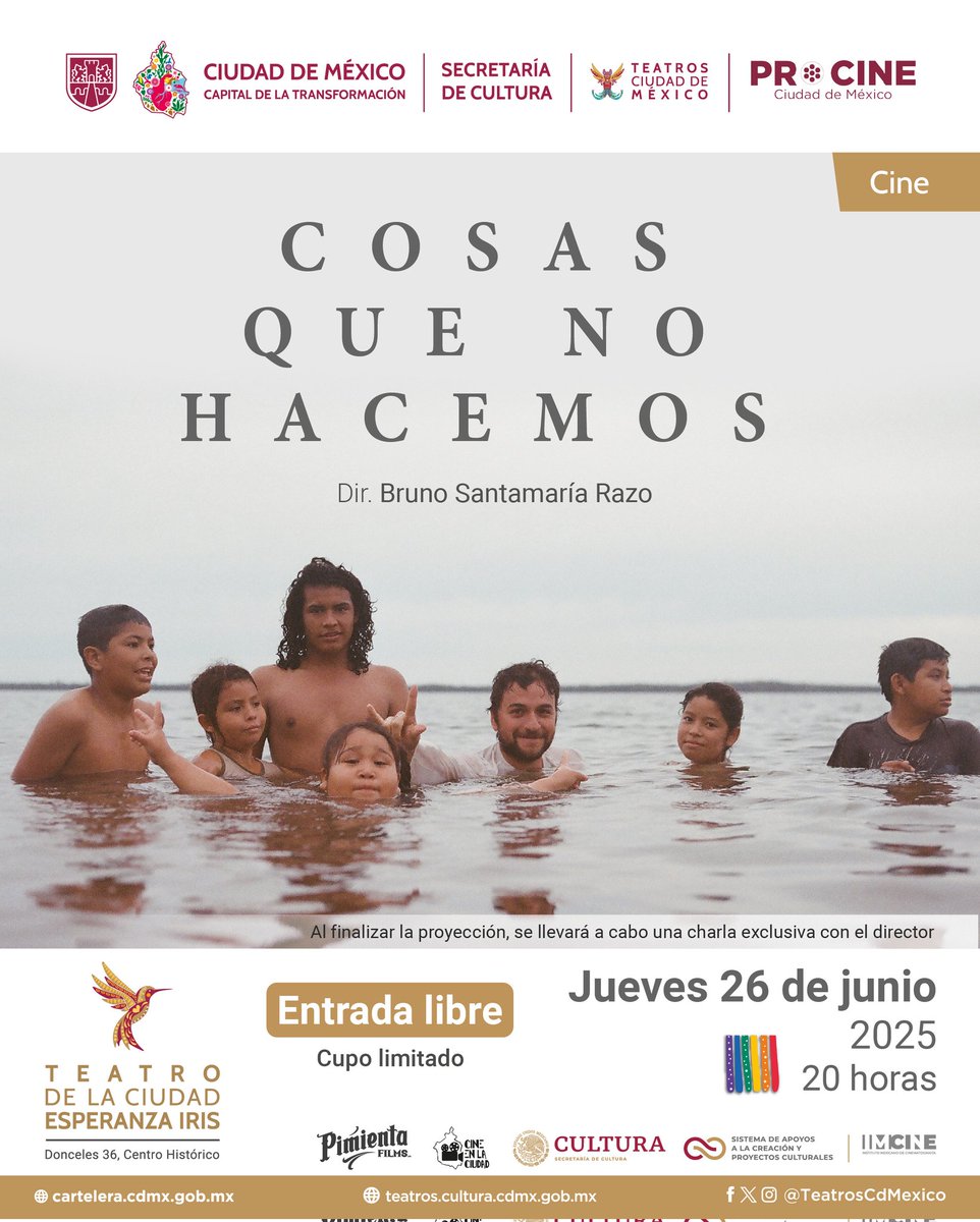 Este jueves en el Teatro de la Ciudad "Esperanza Iris", se proyectará el documental "Cosas que no hacemos" del director Bruno Santamaría.

Jueves 26 de junio 
8 PM
¡La entrada es libre!
