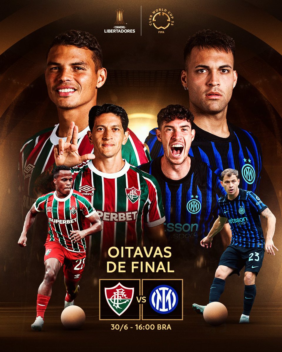 CONMEBOL Libertadores (@libertadoresbr) on Twitter photo 🦾 Adversário definido!
⚽️ Que venha a <a href="/Inter/">Inter ⭐⭐</a> para disputar com o <a href="/FluminenseFC/">Fluminense F.C.</a> as Oitavas da <a href="/FIFACWC/">FIFA Club World Cup</a>. 🇭🇺
#FIFACWC 🏆 #GloriaEterna 🦾 Adversário definido!
⚽️ Que venha a <a href="/Inter/">Inter ⭐⭐</a> para disputar com o <a href="/FluminenseFC/">Fluminense F.C.</a> as Oitavas da <a href="/FIFACWC/">FIFA Club World Cup</a>. 🇭🇺
#FIFACWC 🏆 #GloriaEterna