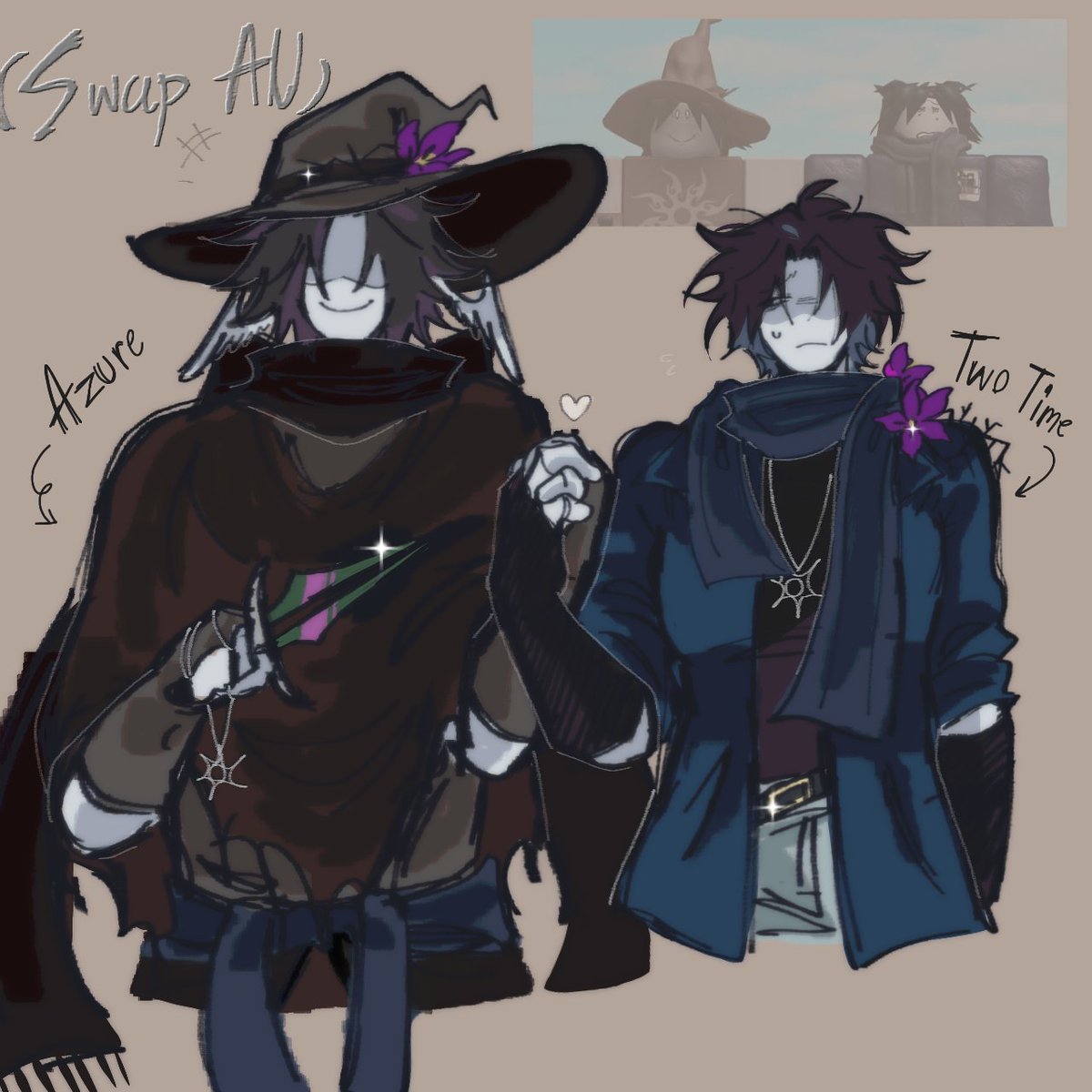 case_0023520's tweet image. (Swap AU)  I actually drew this a long time ago and I thought it was cool so I posted it.. :3 #azuretime