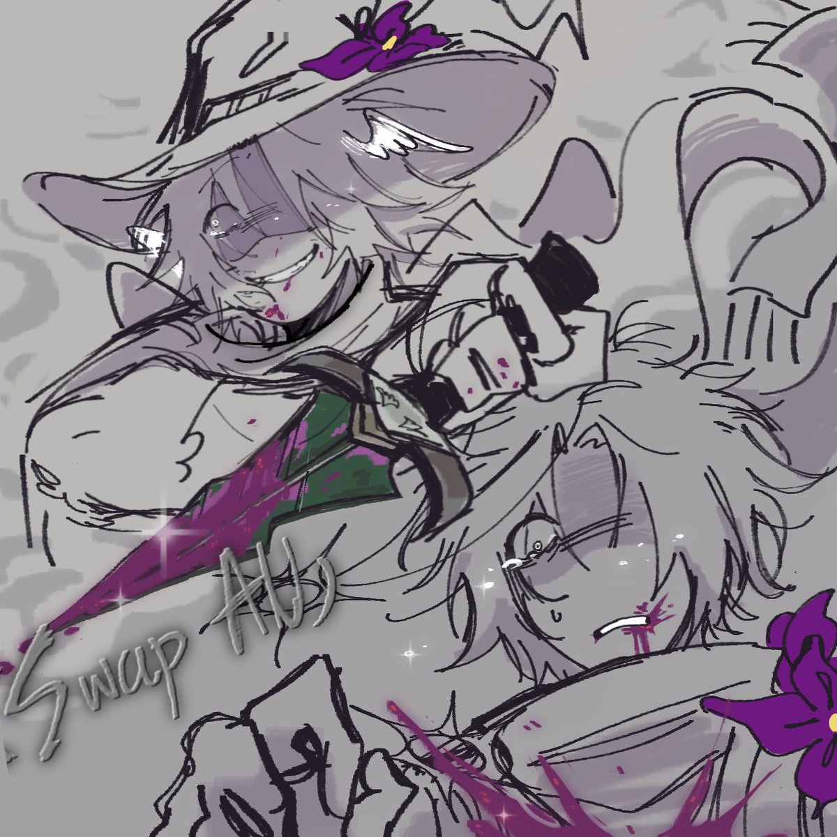 case_0023520's tweet image. (Swap AU)  I actually drew this a long time ago and I thought it was cool so I posted it.. :3 #azuretime