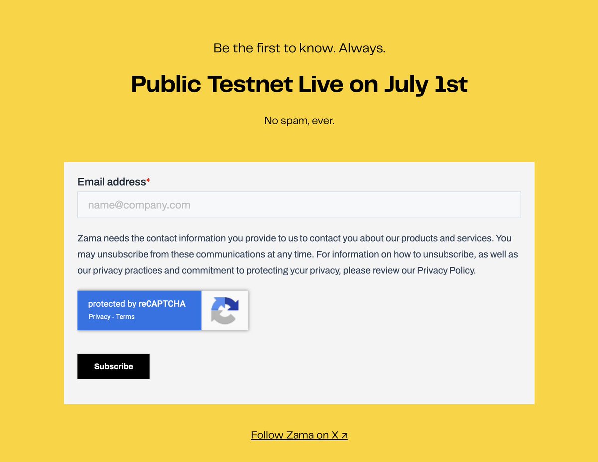 👉Zama
B轮5700万融资
总共融了超过1亿
估值超过10亿
7月1日公开测试网

👇做？
好，现在去填个表（zama.ai/public-testnet）
然后加入DC群（discord.com/invite/zama）