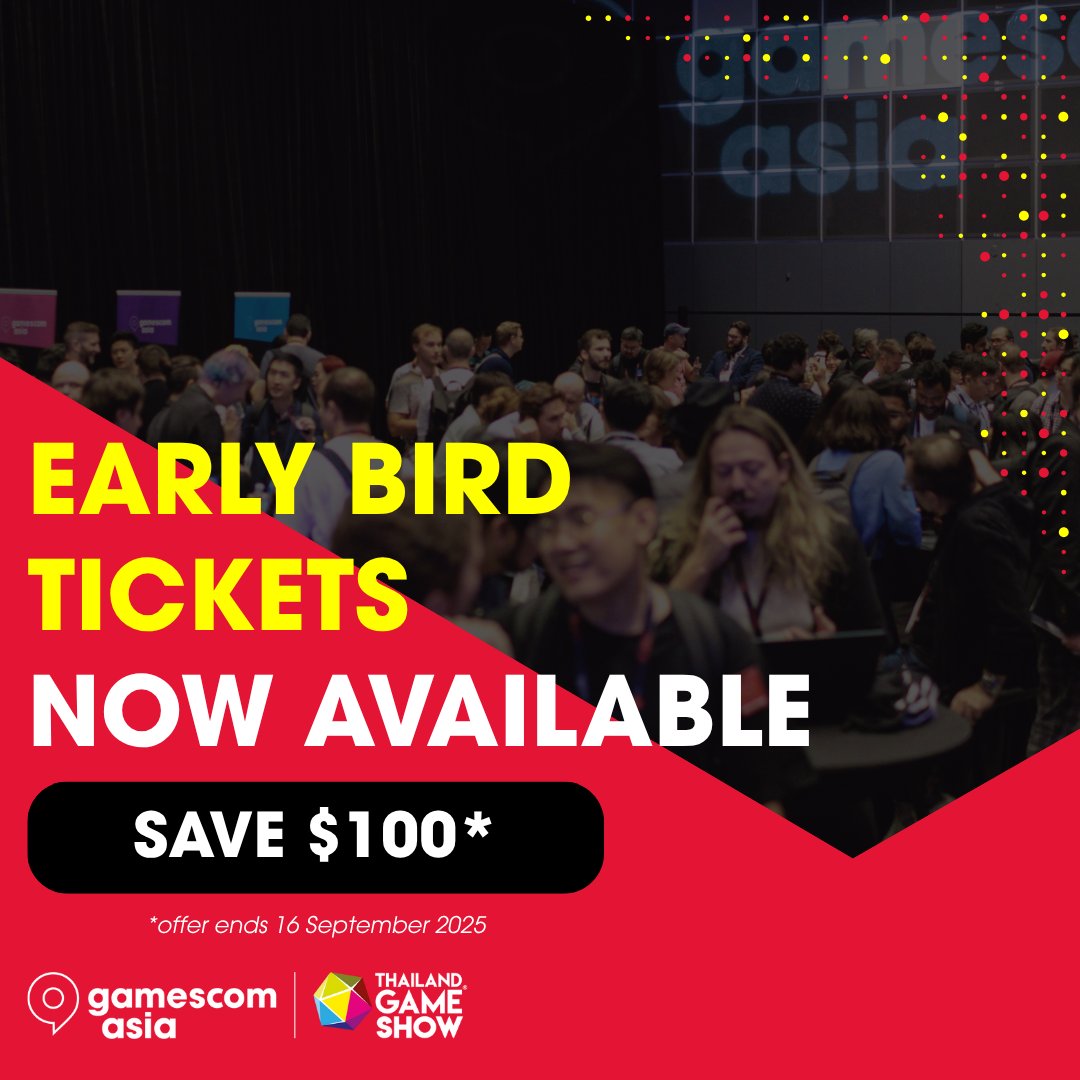 gamescomasia's tweet image. 🎮Early Bird pricing for B2B tickets is now live!
Save $100 on your VIP or Conference Delegate Pass before 16 Sep, unlock full access to the B2B + B2C exhibition, our two-day conference, exclusive networking events, etc.!
👉Industry Professionals only: gamescom.asia/tickets