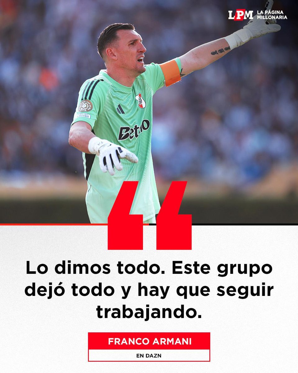 "Hicimos un gran partido hasta la expulsión. Estábamos en partido, haciendo lo que habíamos planificado. Después de la expulsión el partido cambió totalmente".

Franco Armani, post partido. 🧤