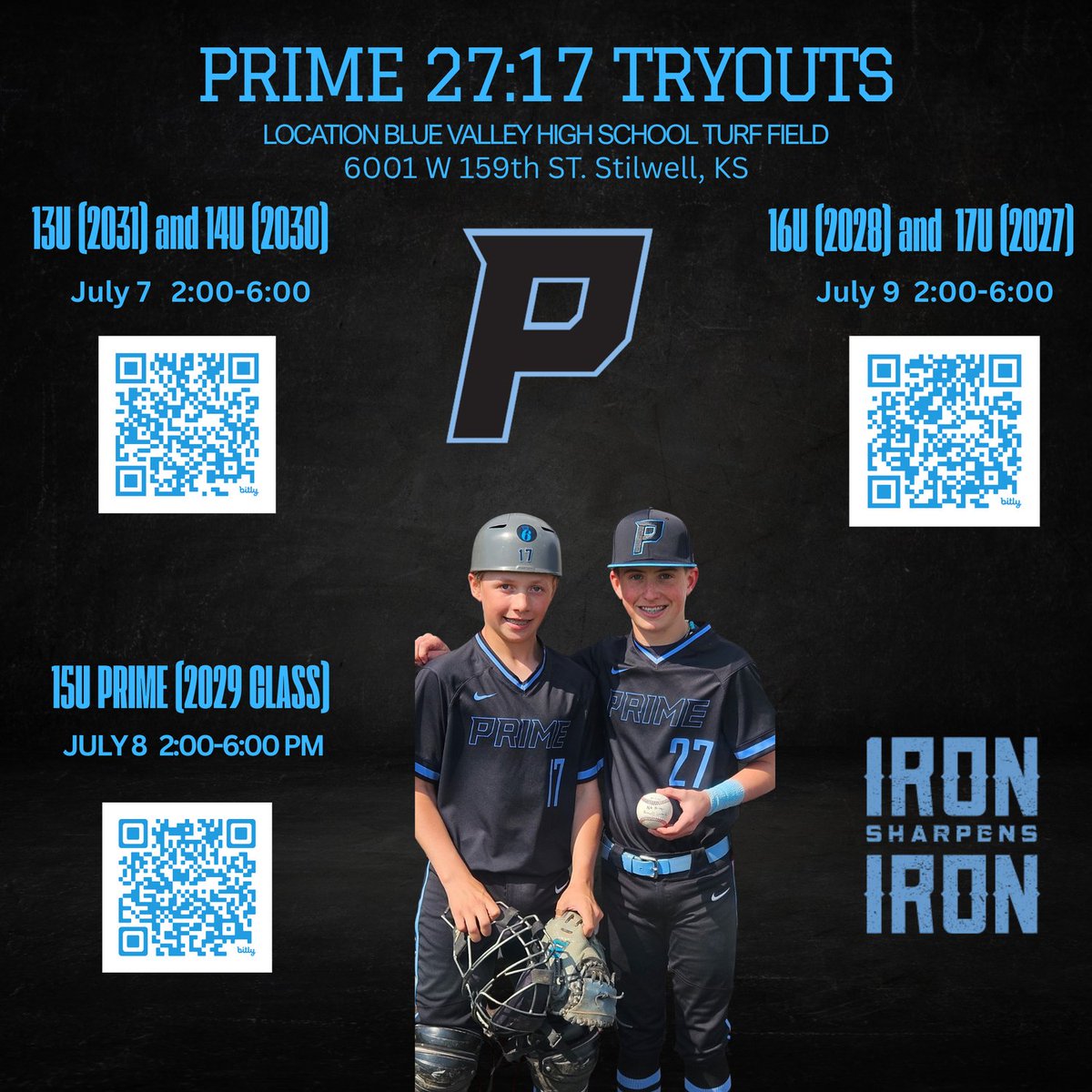 Sign up now for PRIME BASEBALL TRYOUTS
13-14U Link
forms.gle/BPr4Q4YzyGZo4g…
15U Link
forms.gle/UNtX775CKghKfc…
16-17U
forms.gle/iU7MwCWNLEV8x8…