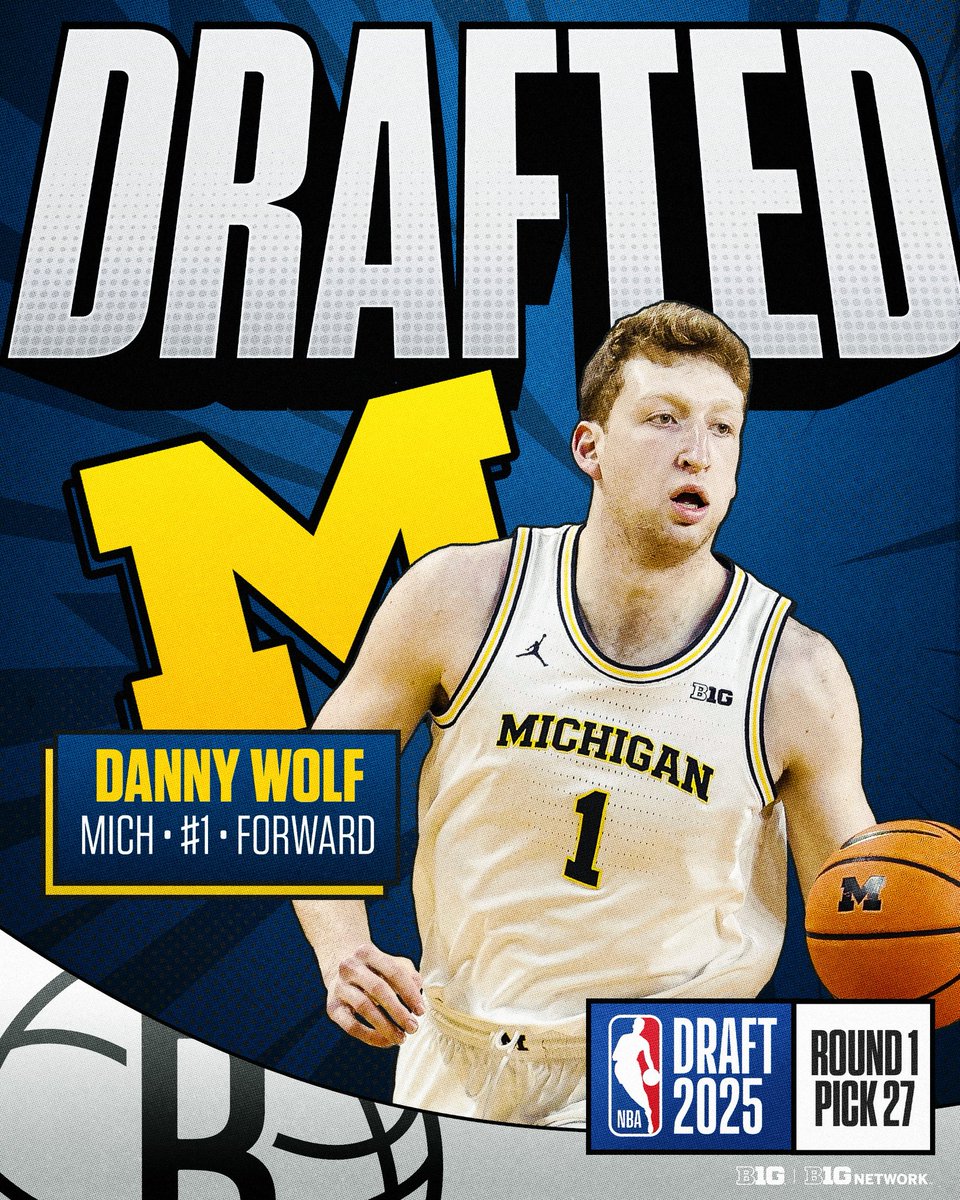 Big Ten Men's Basketball (@b1gmbball) on Twitter photo Danny Wolf makes it a record seven <a href="/bigten/">Big Ten Conference</a> players taken in the first round 🙌
#B1GMBBall x <a href="/umichbball/">Michigan Men's Basketball</a> Danny Wolf makes it a record seven <a href="/bigten/">Big Ten Conference</a> players taken in the first round 🙌
#B1GMBBall x <a href="/umichbball/">Michigan Men's Basketball</a>