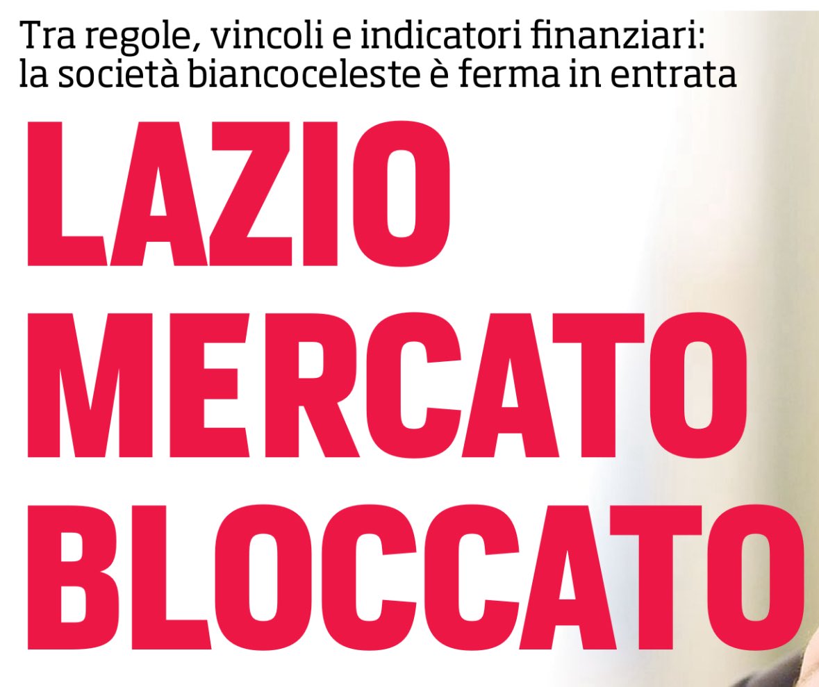 🔴 La #Lazio ha mancato ai controlli #Figc di marzo il rispetto di tre parametri di liquidità, costi e indebitamento. Il mercato è bloccato fino a gennaio, #Sarri preoccupato.

#Lotito spera di aggirare il blocco facendo allineare le norme italiane a quelle Uefa già a luglio