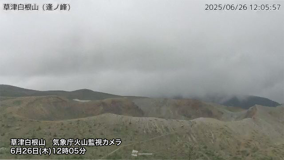 【火山情報】
群馬県の草津白根山(白根山(湯釜付近)) で火山性地震がやや増加しています。傾斜計の変化もみられているため、今後の活動に注意が必要です。
噴火警戒レベルは1(活火山であることに留意)となっています。
weathernews.jp/news/202506/26…