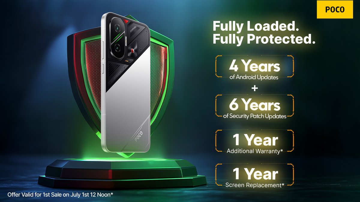 IndiaPOCO's tweet image. Made for madness. Secured by POCO.
First Sale on 1st July 2025, 12Noon. Only on #Flipkart
Know More: dl.flipkart.com/s/ZMbCmsuuuN
.
.
.
.
#AllPowerNoBS