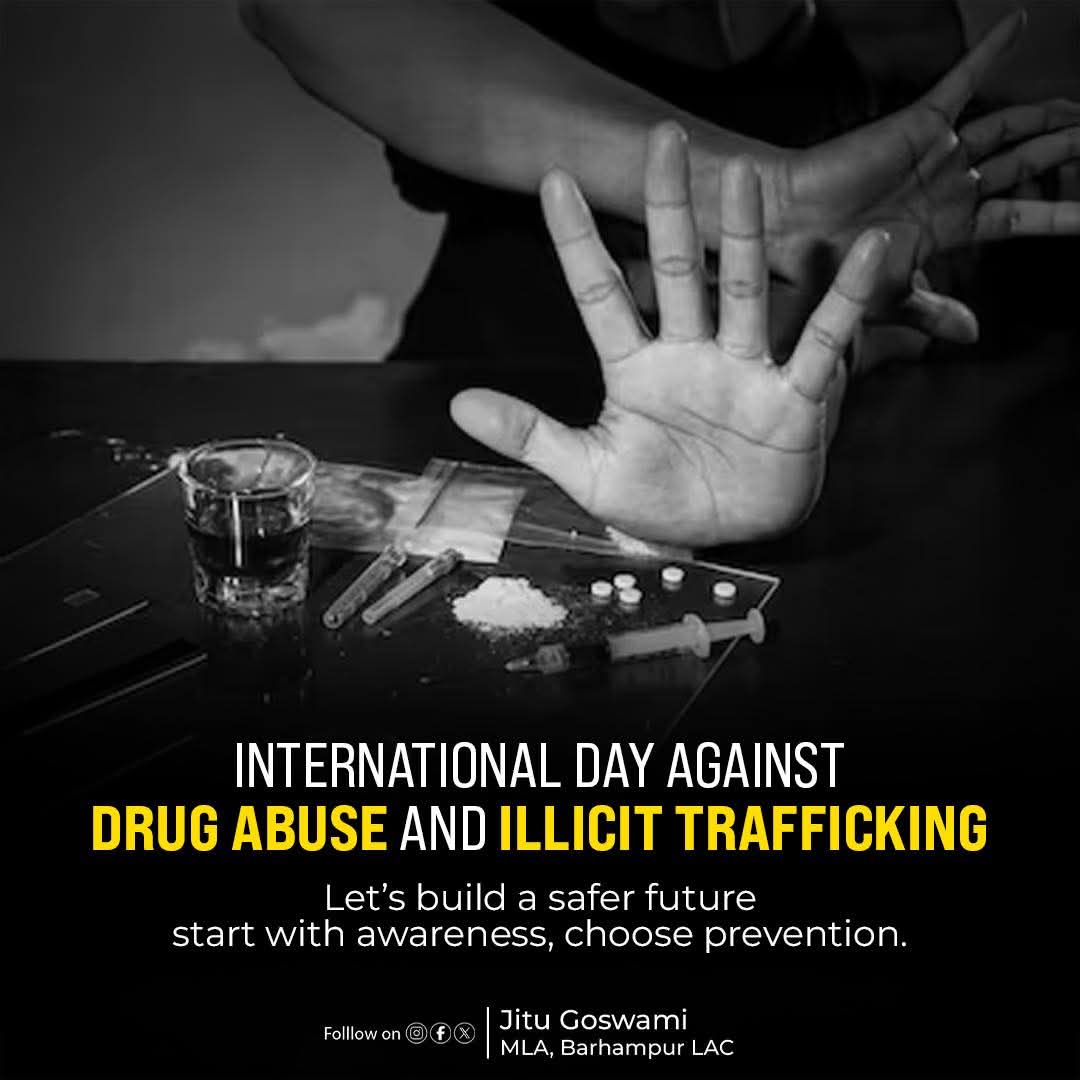JituGoswamiBJP's tweet image. International Day Against Drug Abuse and Illicit Trafficking
A single choice can lead to a lifetime of struggle.
Let’s be the voice that guides, not judges. Prevention begins with compassion.
#SayNoToDrugs #DrugFreeFuture #SupportNotStigma