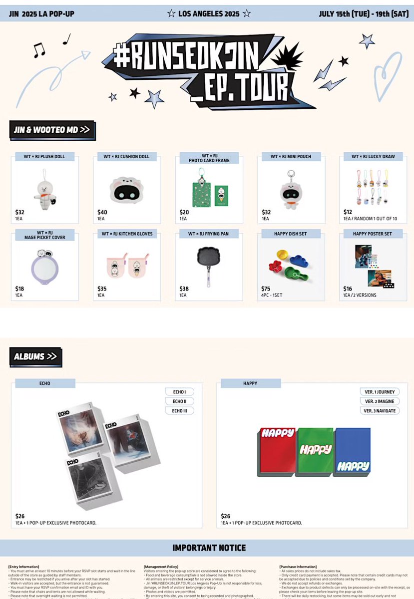 RUN SEOKJIN EP TOUR POP-UP STORE IN LOS ANGELES 🏝️ 🌆 🗓️ July